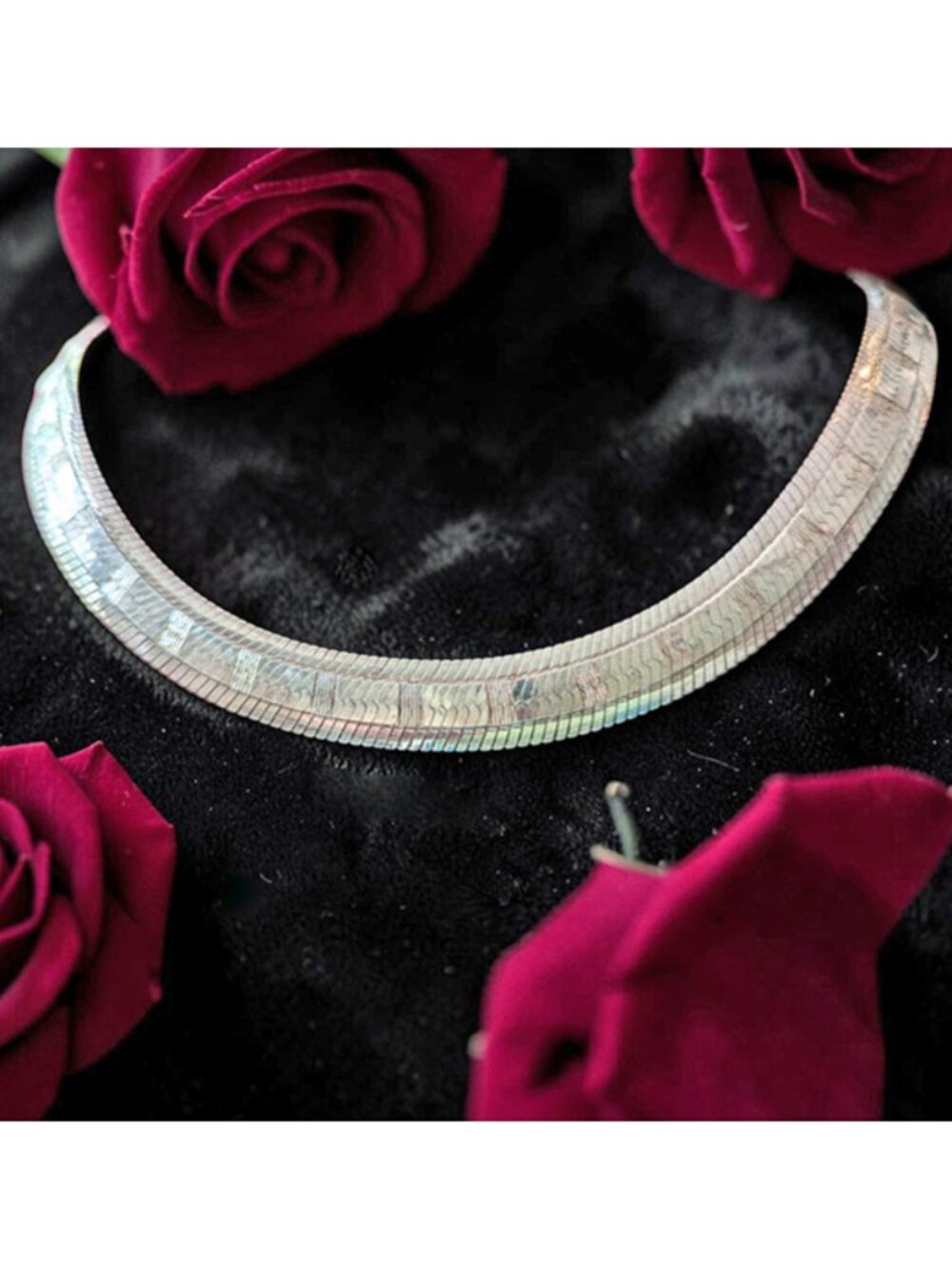 Italian Sterling Silver (925) Chocker Style Necklace - Gorgeous Piece!